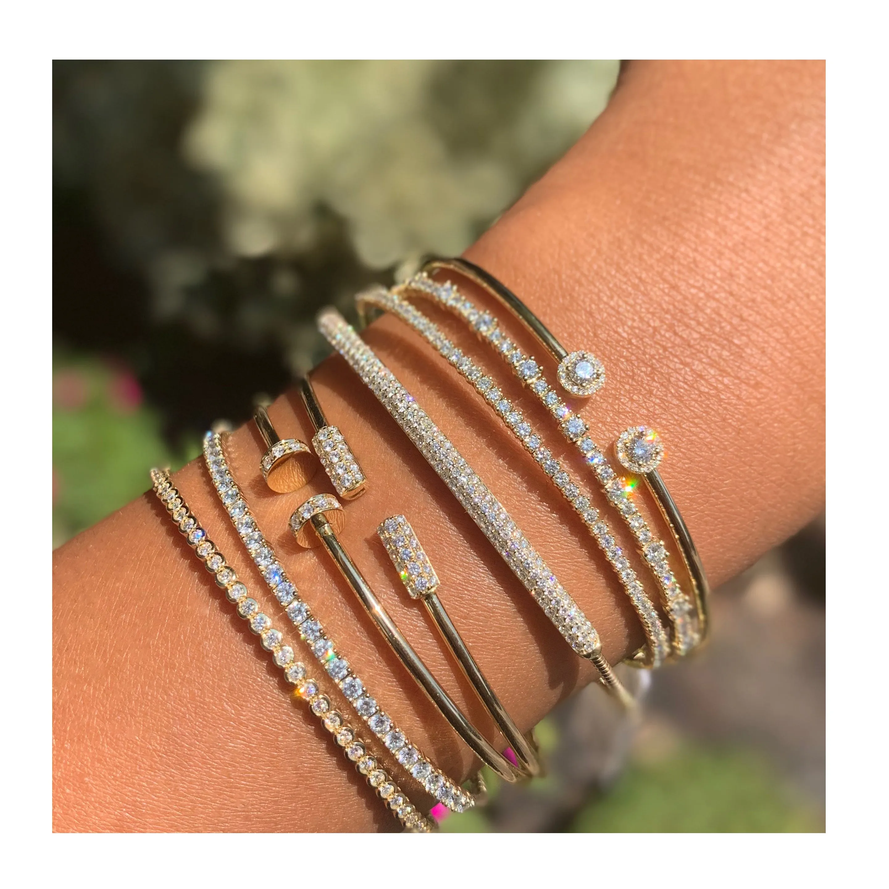 14k Gold & Diamond Flexible Bangle - 0.22ct