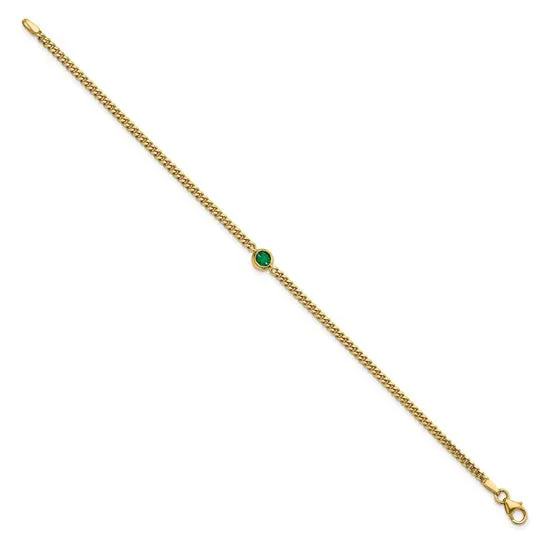 14K Gold Emerald Curb Link Bracelet