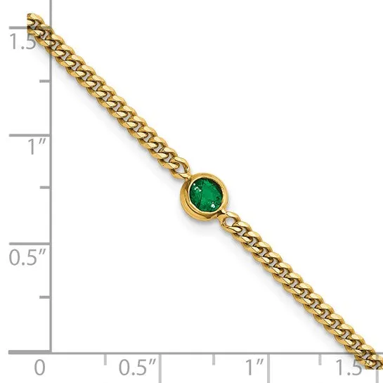 14K Gold Emerald Curb Link Bracelet