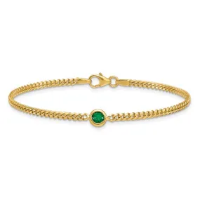 14K Gold Emerald Curb Link Bracelet
