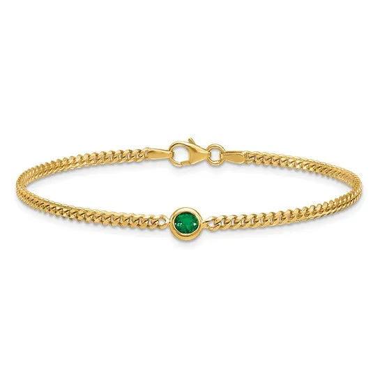 14K Gold Emerald Curb Link Bracelet