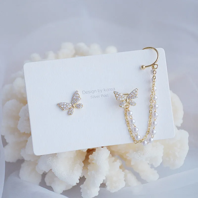 14K Real Gold Plated Leaves Earring Delicate Micro Inlaid Cubic Zircon CZ Stud Earrings Wedding Jewelry Pendant