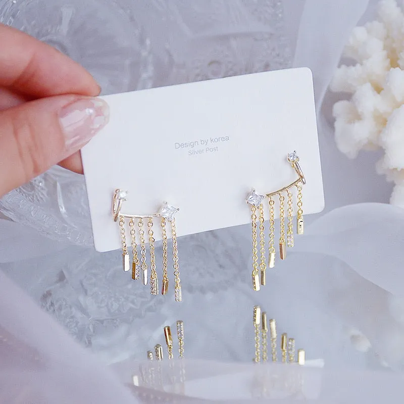 14K Real Gold Plated Leaves Earring Delicate Micro Inlaid Cubic Zircon CZ Stud Earrings Wedding Jewelry Pendant