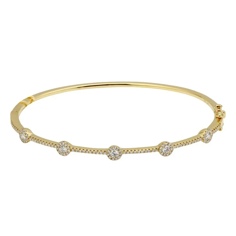 14K White Gold Diamond Halo Bangle
