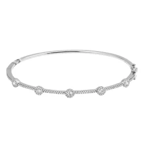 14K White Gold Diamond Halo Bangle