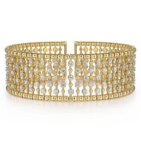 14K Yellow Gold Bujukan Diamond Bangle