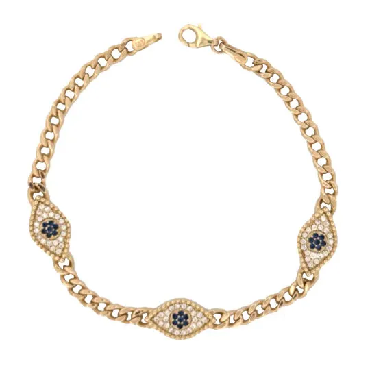 14kt CZ Cuban Eye Bracelet