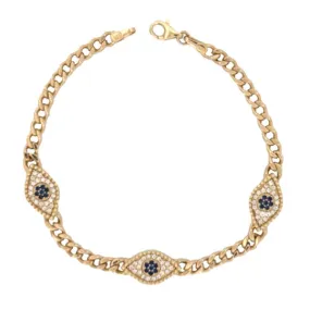 14kt CZ Cuban Eye Bracelet