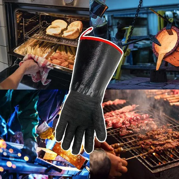 14"  Oven Gloves Smoke Resistant BBQ Grill Gloves Fire Resistant