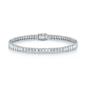 18ct White Gold Emerald Cut Diamond Rubover Set Bracelet