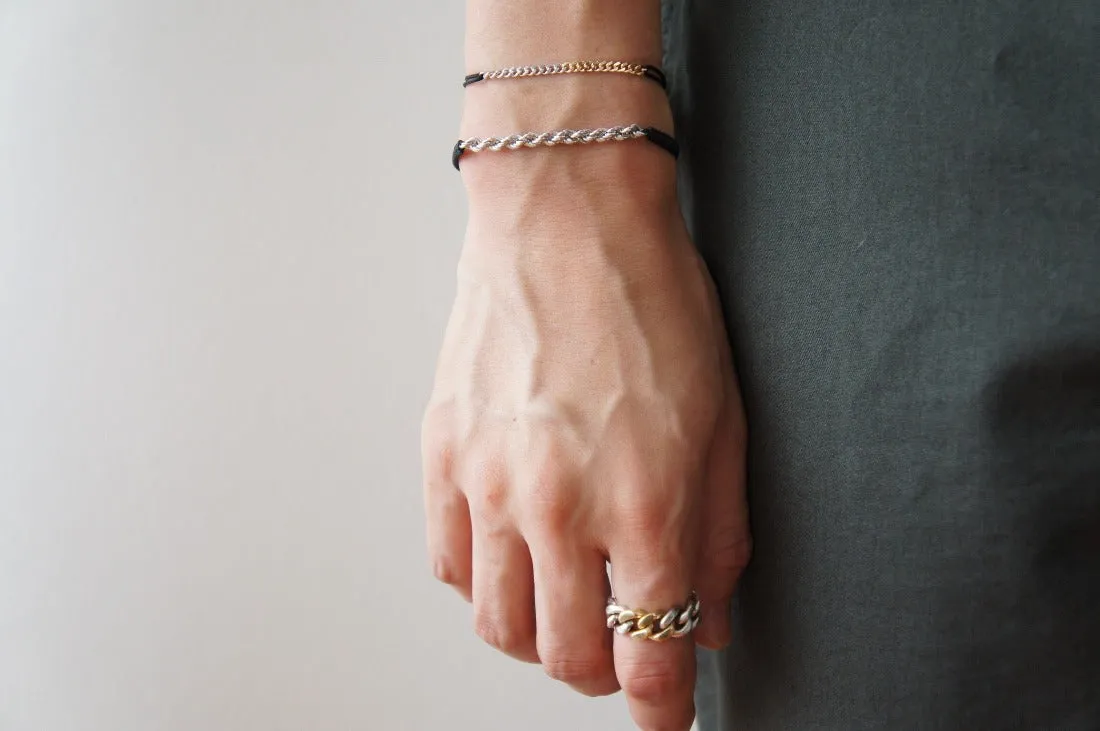 18K Curb Chain Combination Cord Bracelet