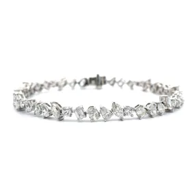 18K White Gold Multi Cut Diamond Bracelet