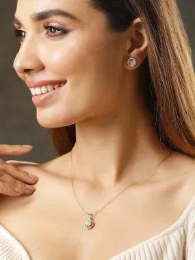 18KT Gold Plated High Quality Cubic Zirconia Studded Pendent Set
