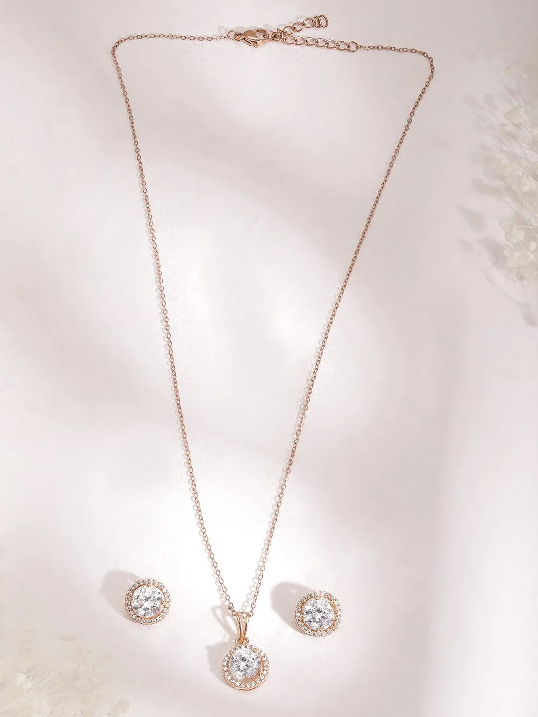 18KT Gold Plated High Quality Cubic Zirconia Studded Pendent Set