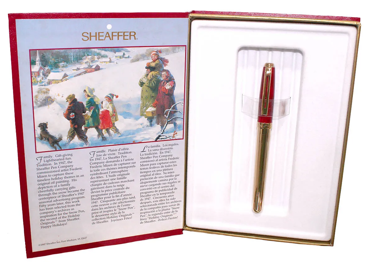 1997 SHEAFFER HOLIDAY ORIGINALS "THE SNOW PEN" FOUNTAIN PEN MINT IN BOX NEVER INKED