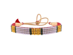 22k Refined Tushi Gold & Pearl Choker With Green Beads