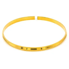 22K Yellow Gold Bangle Kada for Kids W/ Slightly Faceted Frame (9.1gm)