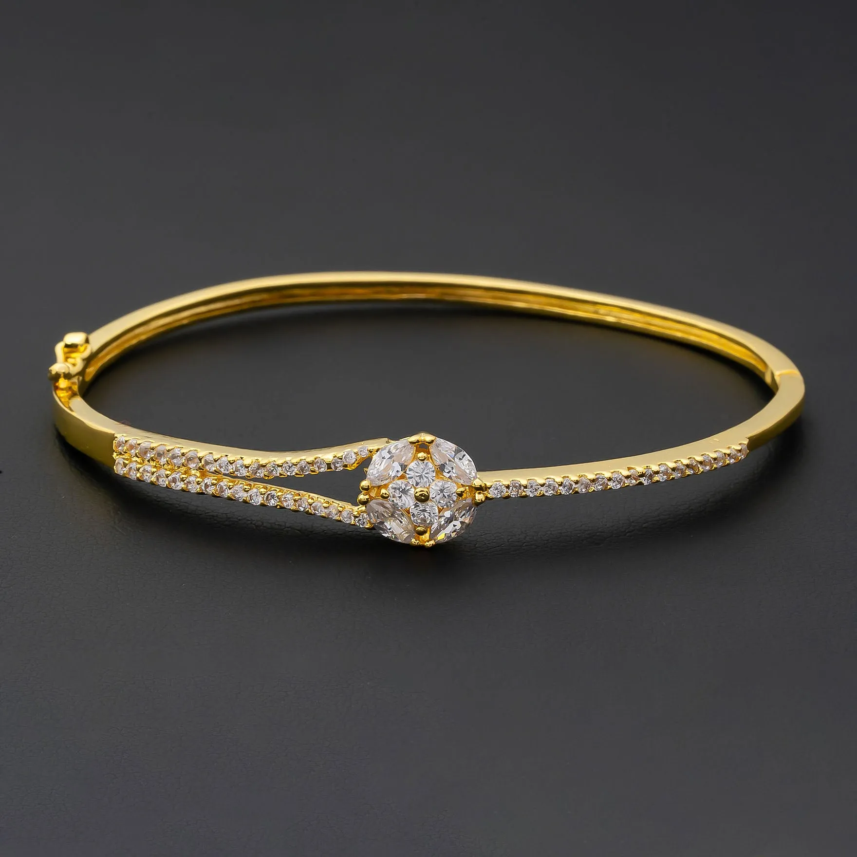 24ct Heavy Gold Plated Stone Bangle PSBRB57W-002