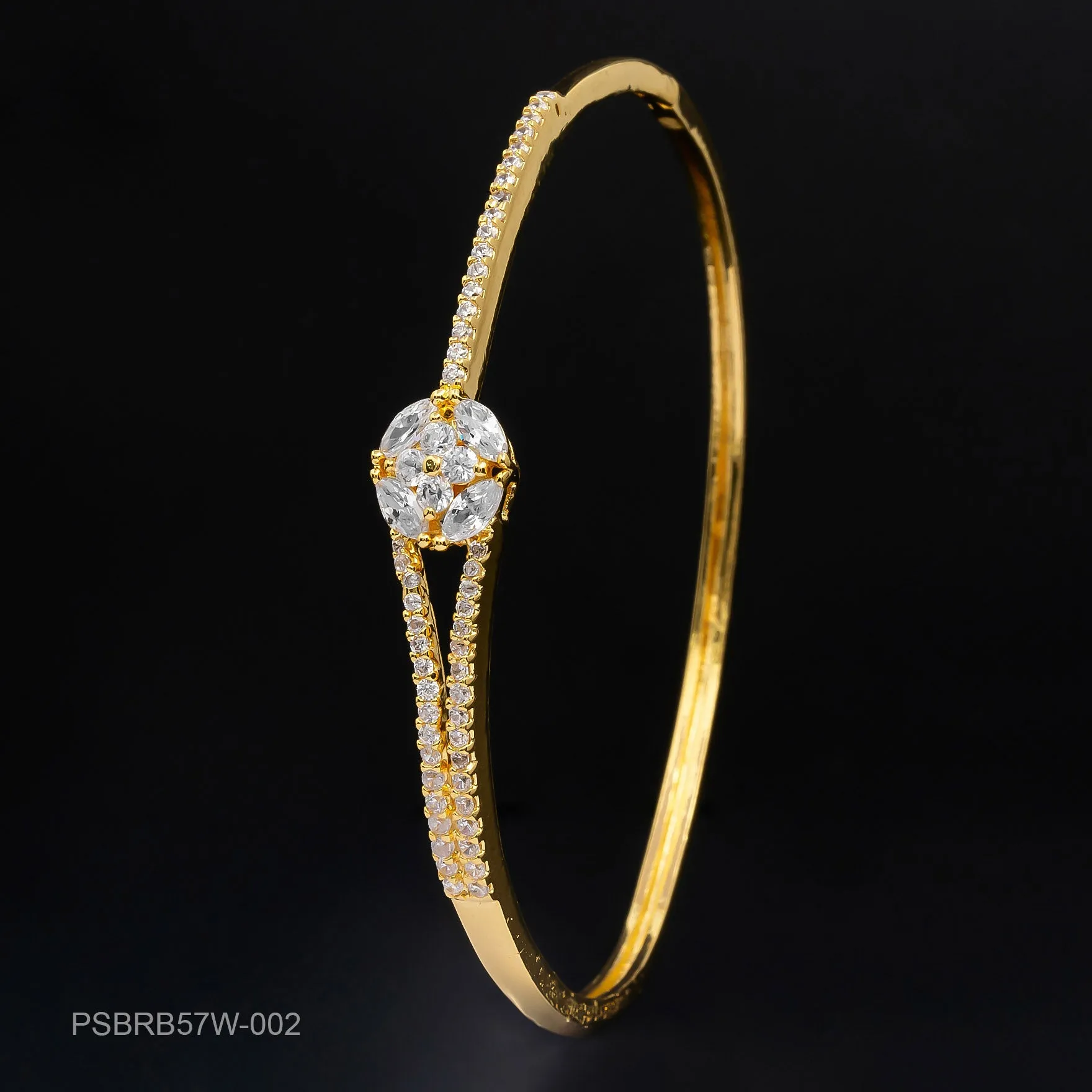24ct Heavy Gold Plated Stone Bangle PSBRB57W-002