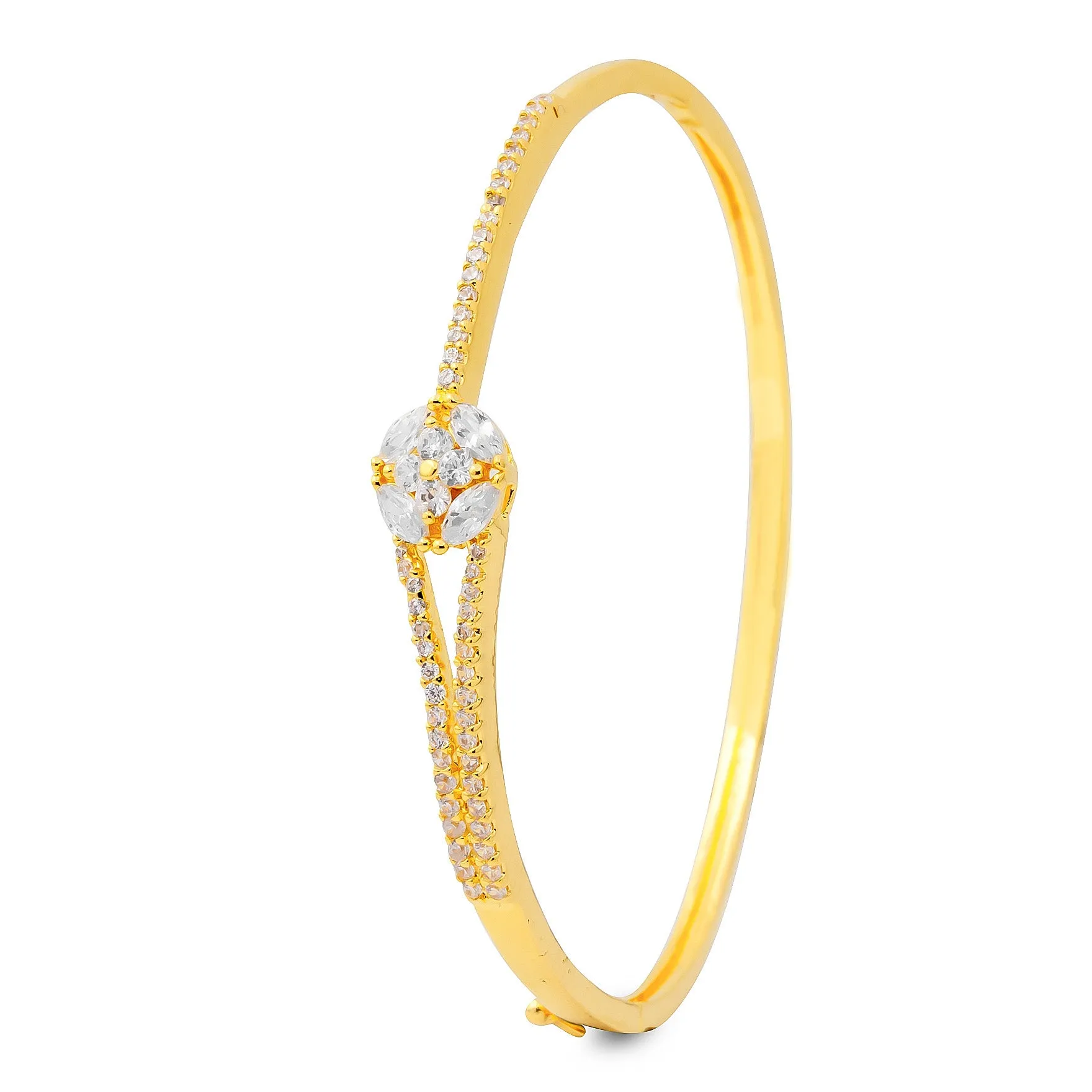 24ct Heavy Gold Plated Stone Bangle PSBRB57W-002