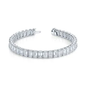 28.32 Carat Emerald Cut Diamonds Platinum Straight Line Bracelet