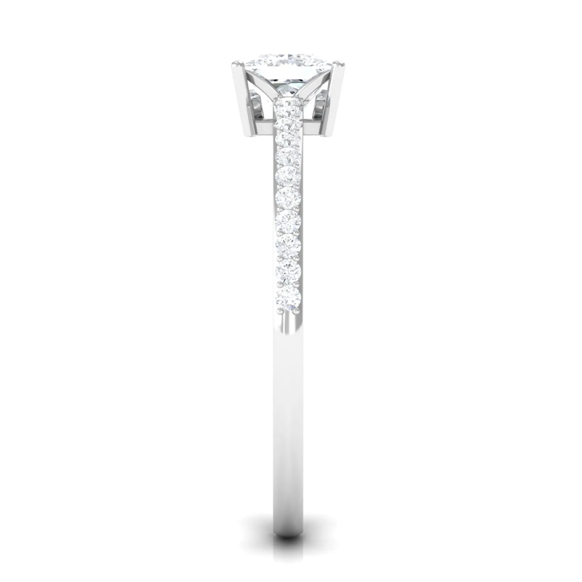3/4 CT Princess Cut Zircon Solitaire Ring with Surprise and Side Stones