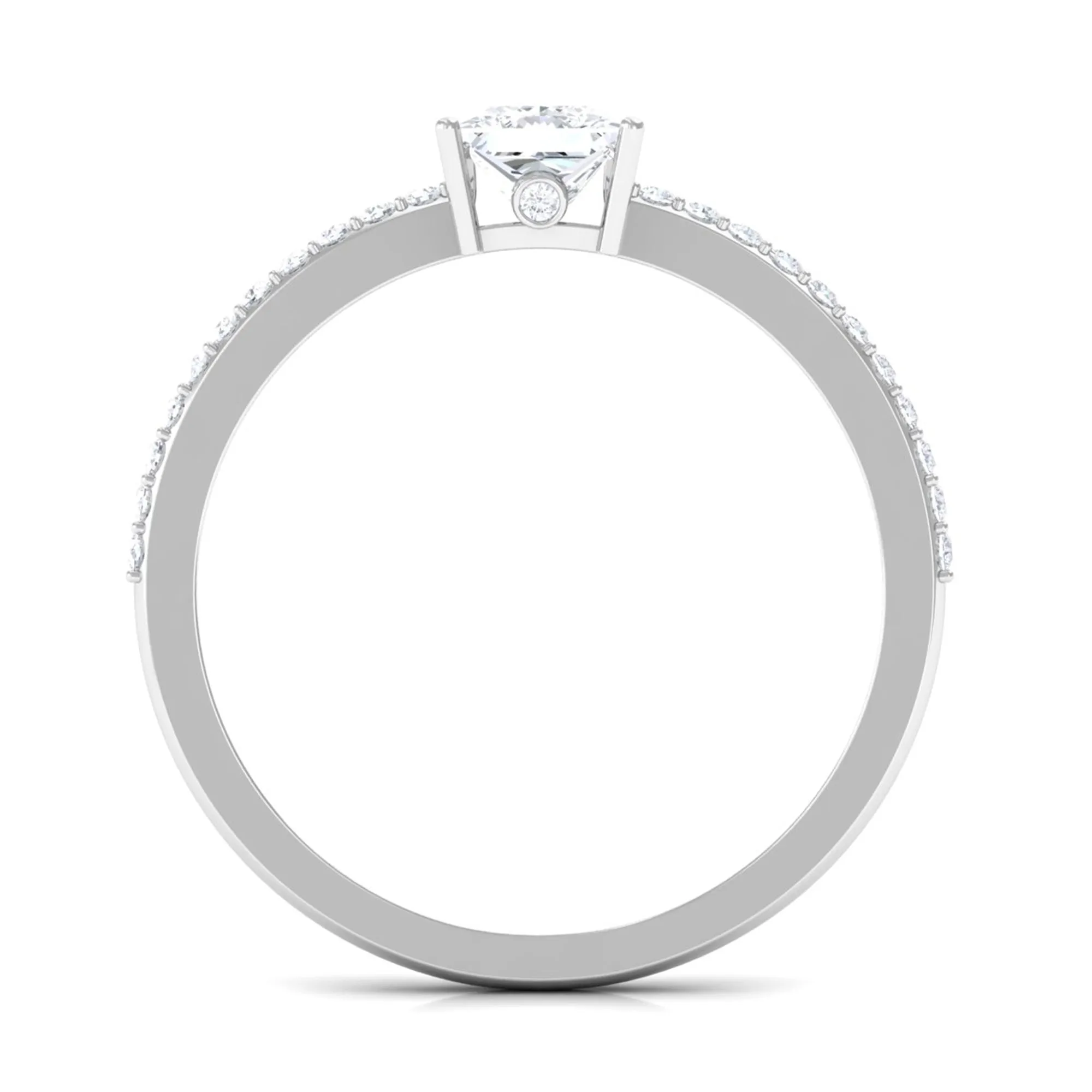 3/4 CT Princess Cut Zircon Solitaire Ring with Surprise and Side Stones