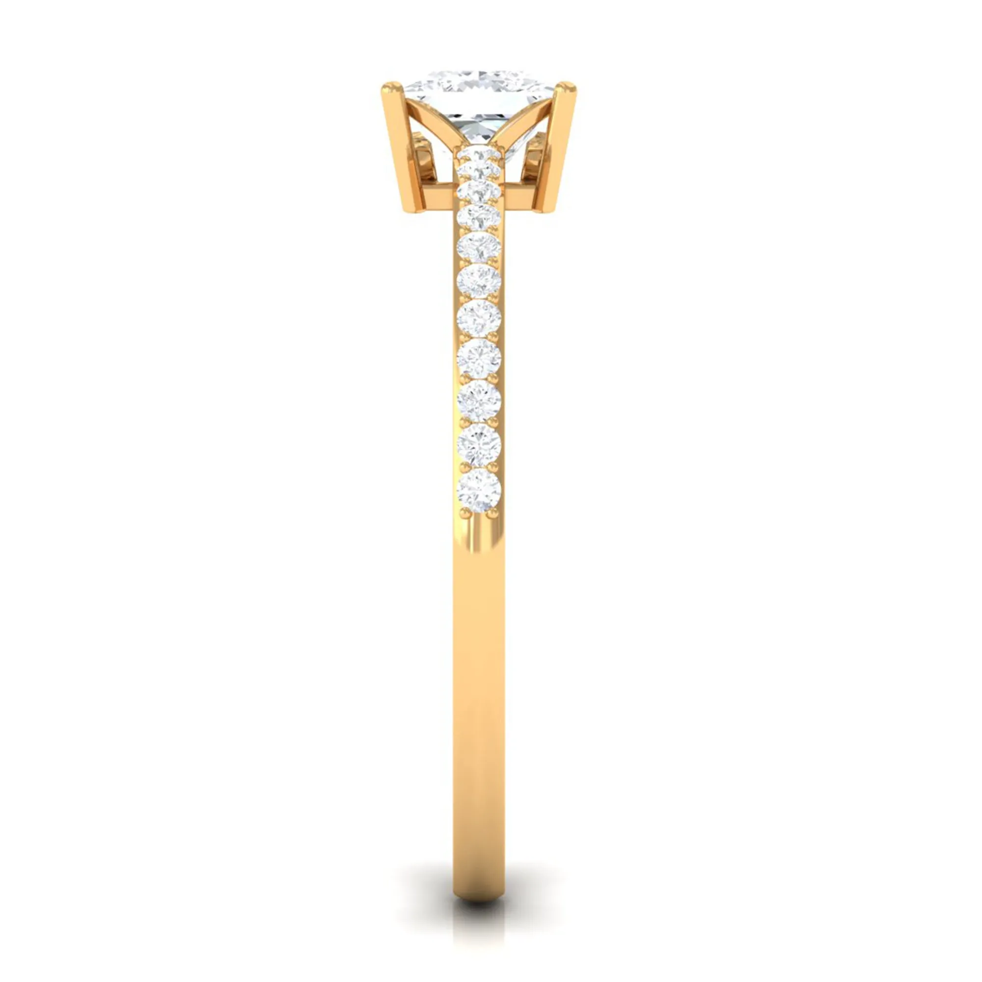3/4 CT Princess Cut Zircon Solitaire Ring with Surprise and Side Stones