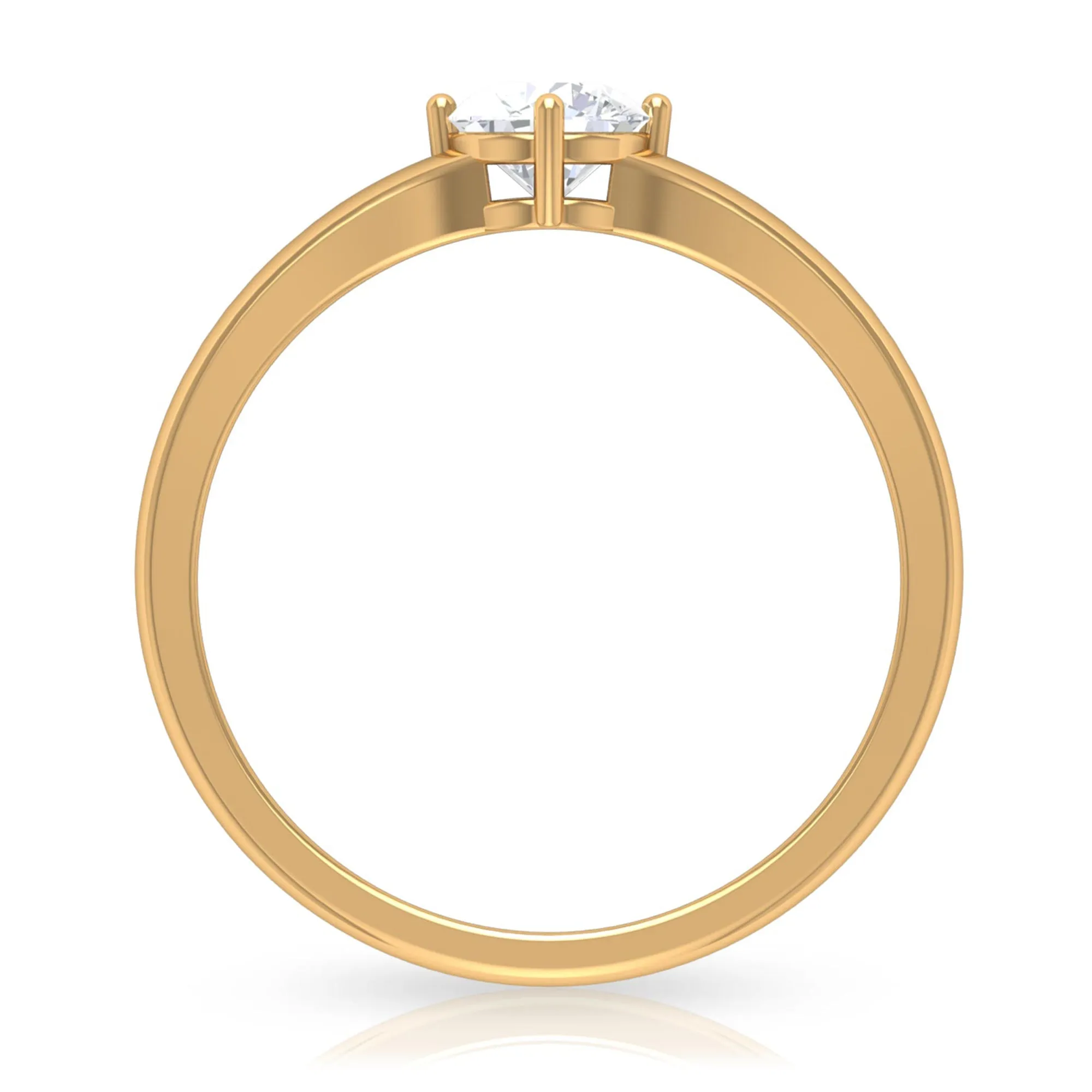 5 MM Round Cut Zircon Solitaire Ring in Gold with Split Shank