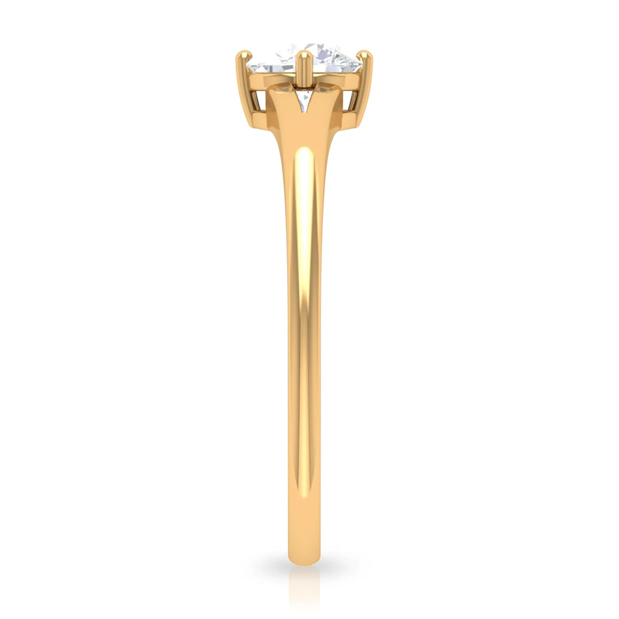 5 MM Round Cut Zircon Solitaire Ring in Gold with Split Shank