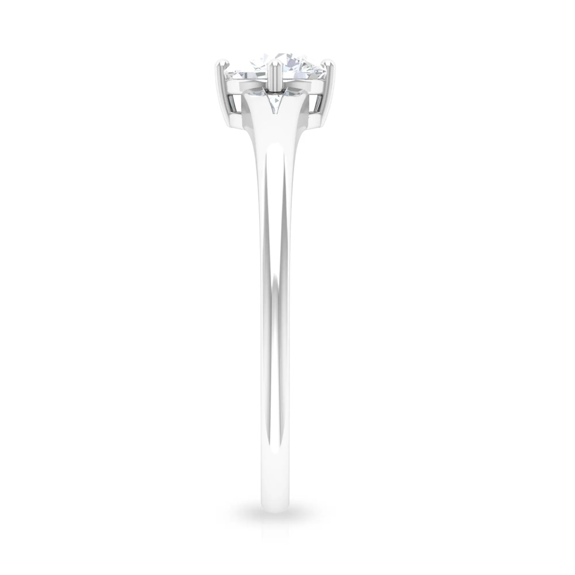 5 MM Round Cut Zircon Solitaire Ring in Gold with Split Shank