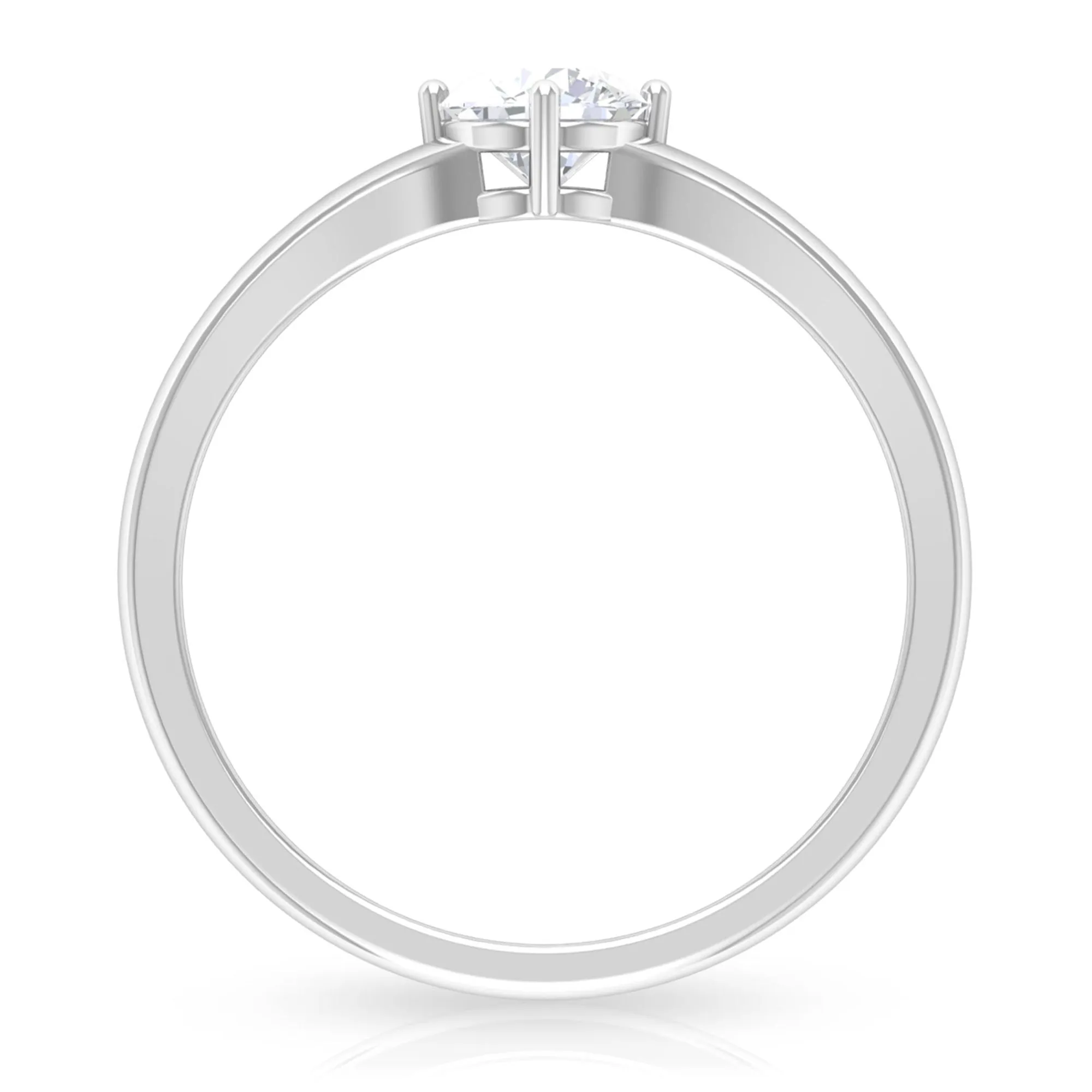 5 MM Round Cut Zircon Solitaire Ring in Gold with Split Shank