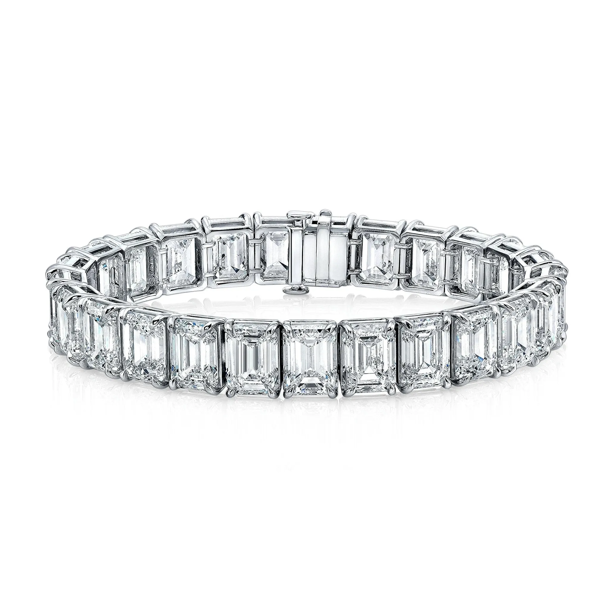 75.98 Carat Emerald Cut Diamond Classic Straight Line Bracelet