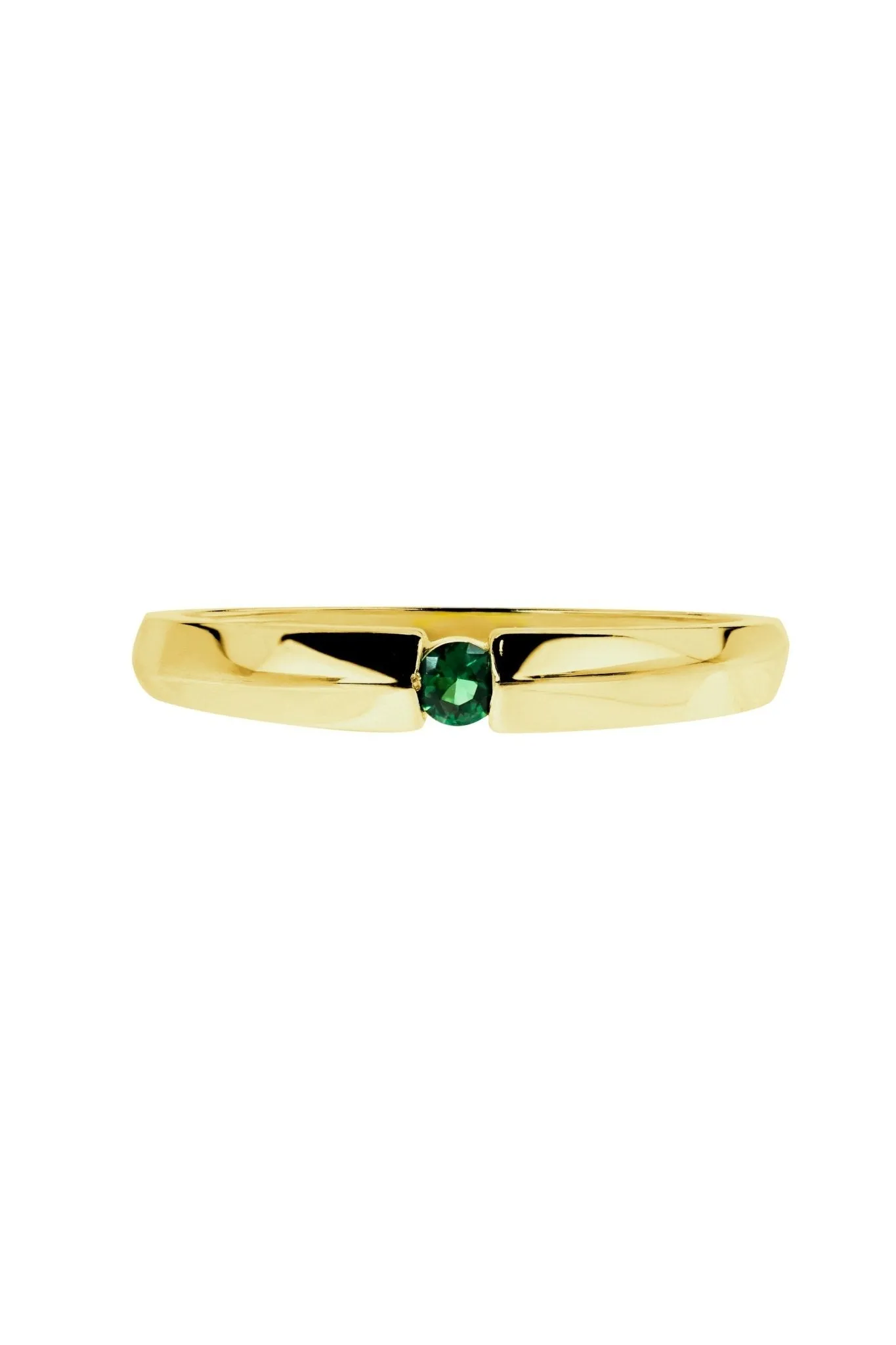 9ct Yellow Gold 2.5mm Green Cubic Zirconia 3mm Band Ring