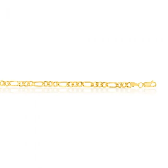 9ct Yellow Gold Copperfilled 19cm Figaro Bracelet 120Gauge
