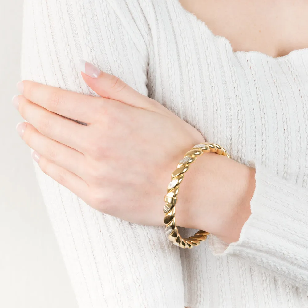 9ct Yellow Gold Silverfilled Fancy Diamond Cut Twisted Bangle