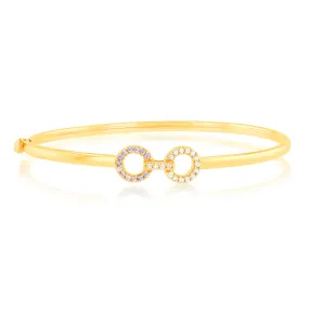 9ct Yellow Gold Silverfilled Twin Circle Fancy Bangle