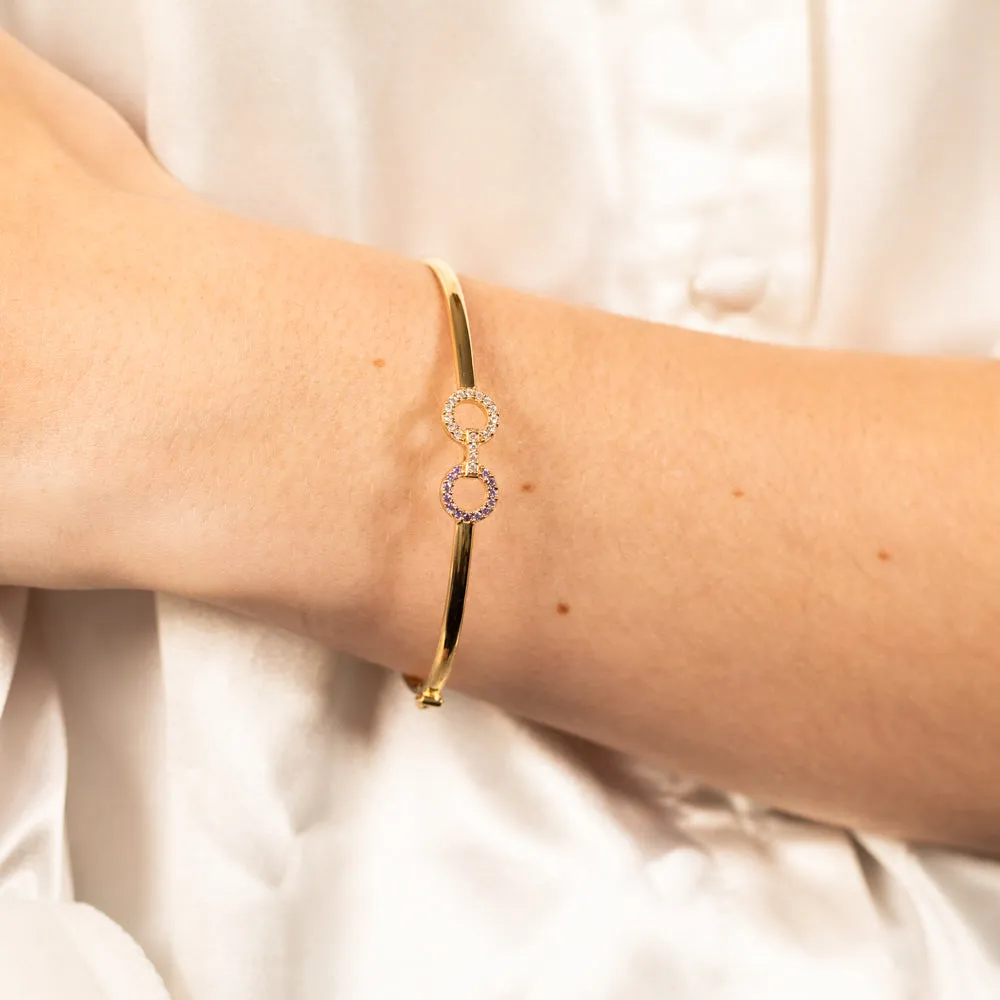 9ct Yellow Gold Silverfilled Twin Circle Fancy Bangle