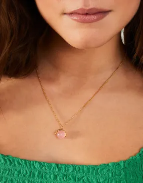 Accessorize London Women's Z Real Gold Plated Sphere Rose Quartz Pendant Necklace