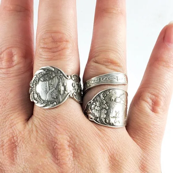 Alvin Hamilton Engraved Sterling Silver Spoon Ring - Made to Order