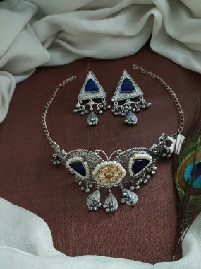 Amazing Butterfly Design Oxidised Choker Set