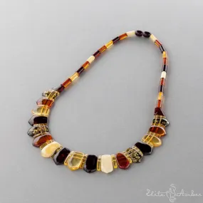 Amber necklace "Pentagon Cleopatra"
