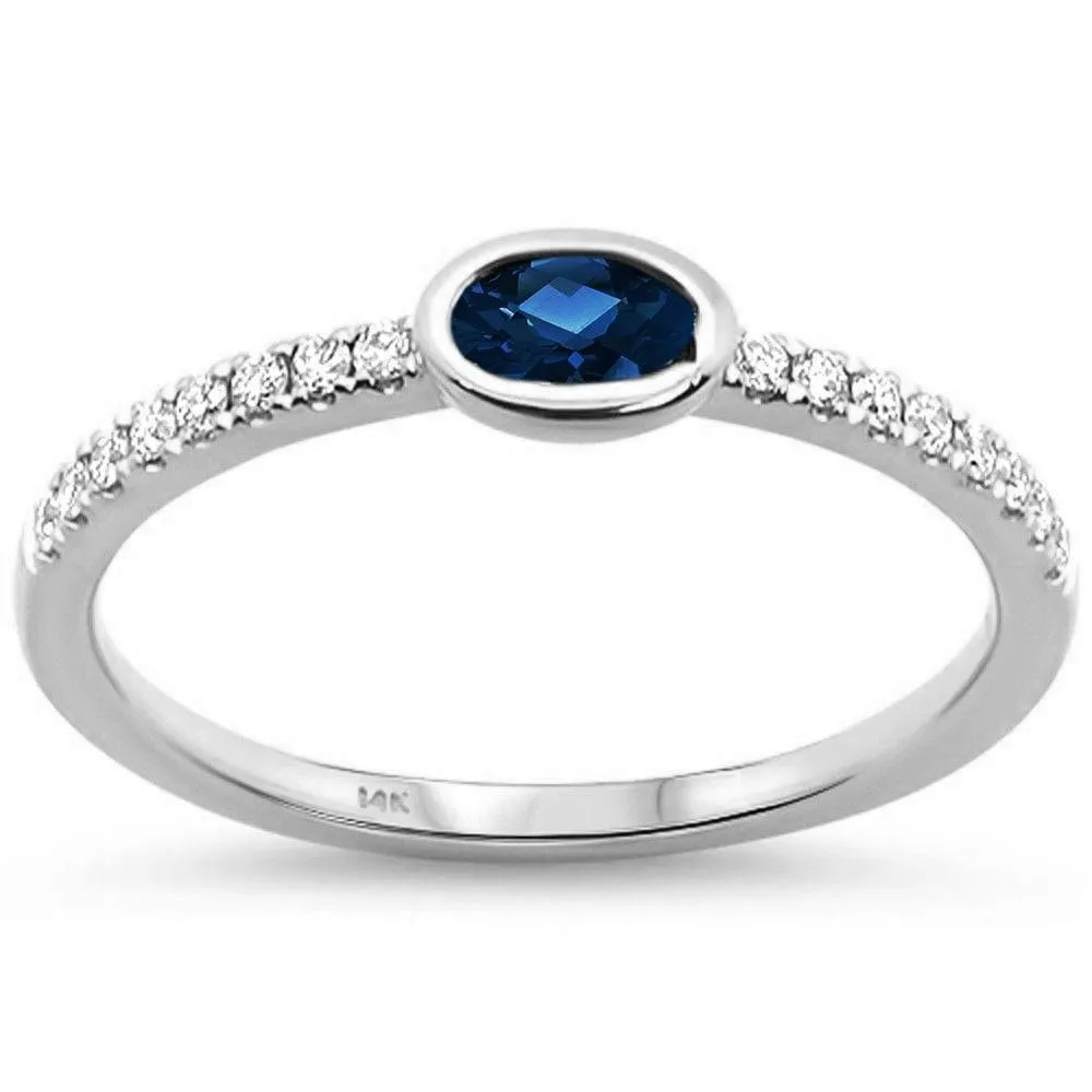 Amethyst, Aquamarine, Pink Tourmaline or Topaz and Diamond 14K White Gold Ring, Chic, Modern, Minimalist