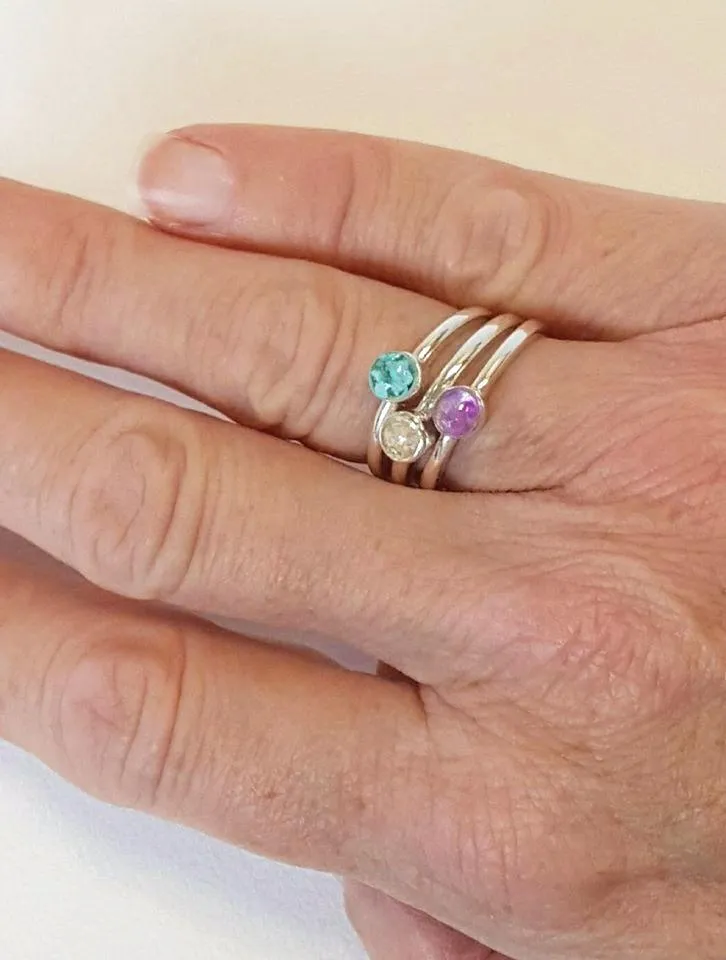 Amethyst Ring In Sterling Silver Handmade Beachy Boho