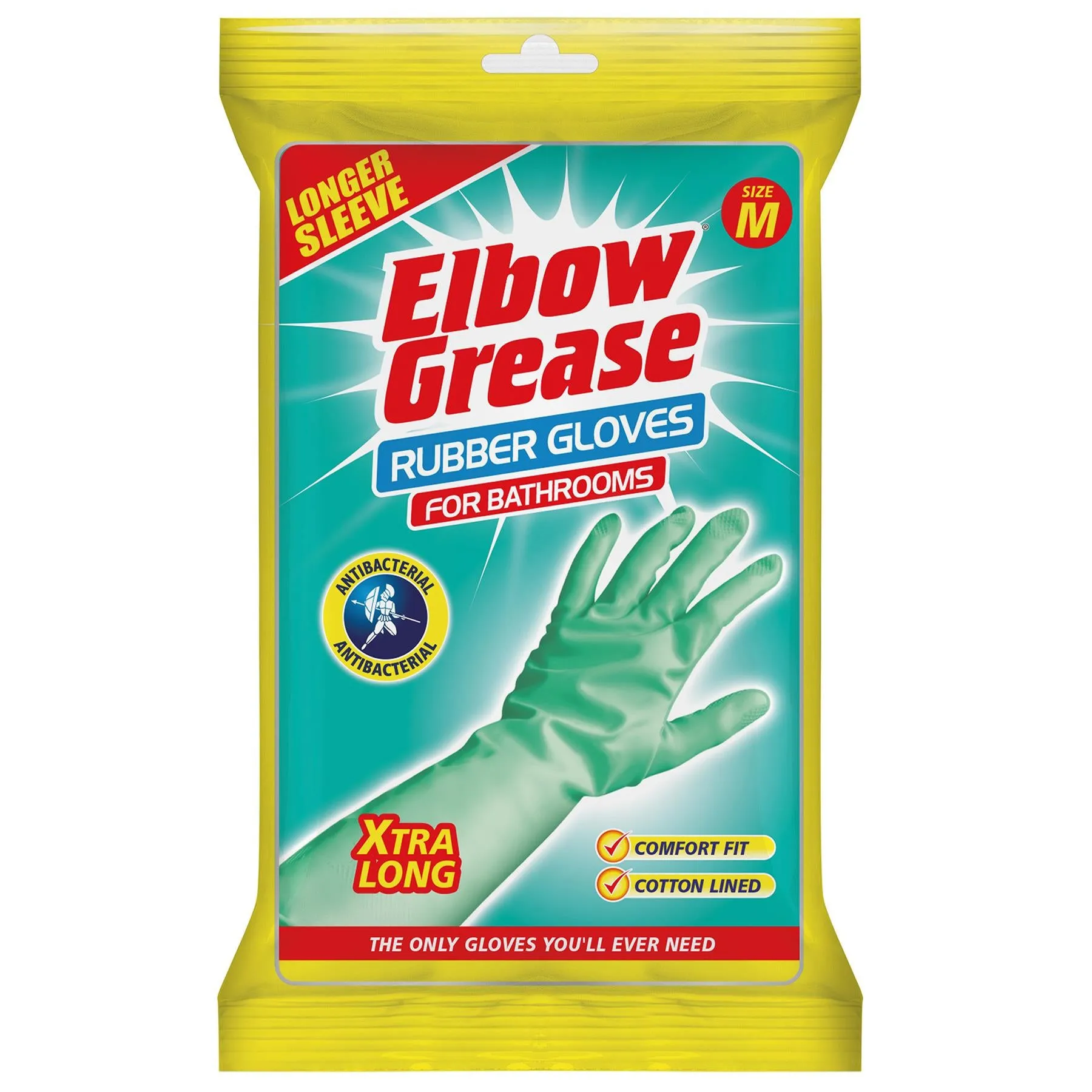 Anti-Bacterial Rubber Cleaning Gloves - Medium - Aqua - By Elbow Grease