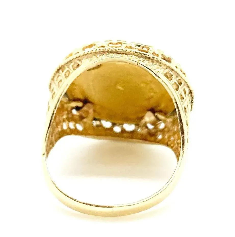 Antique 1908 22ct Half Sovereign Coin Heart Ring