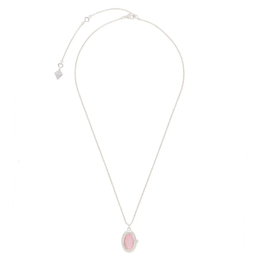 Aura Rose Quartz Silver Locket Necklace