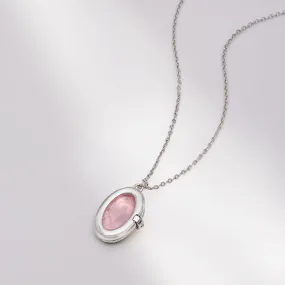Aura Rose Quartz Silver Locket Necklace