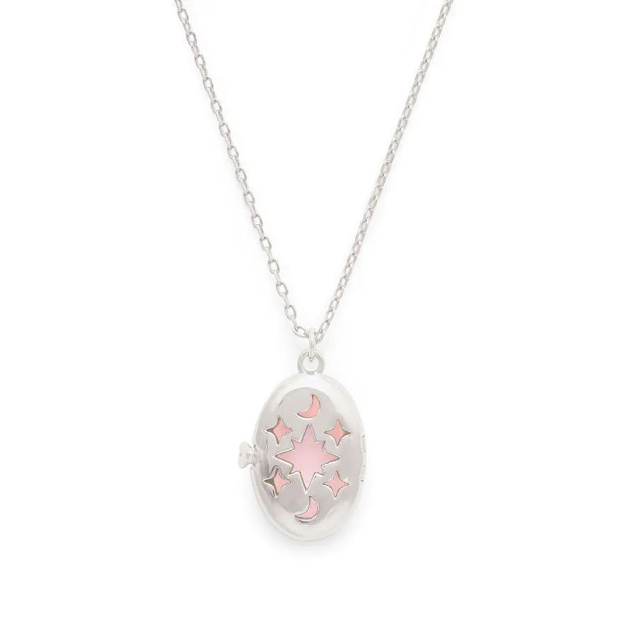 Aura Rose Quartz Silver Locket Necklace