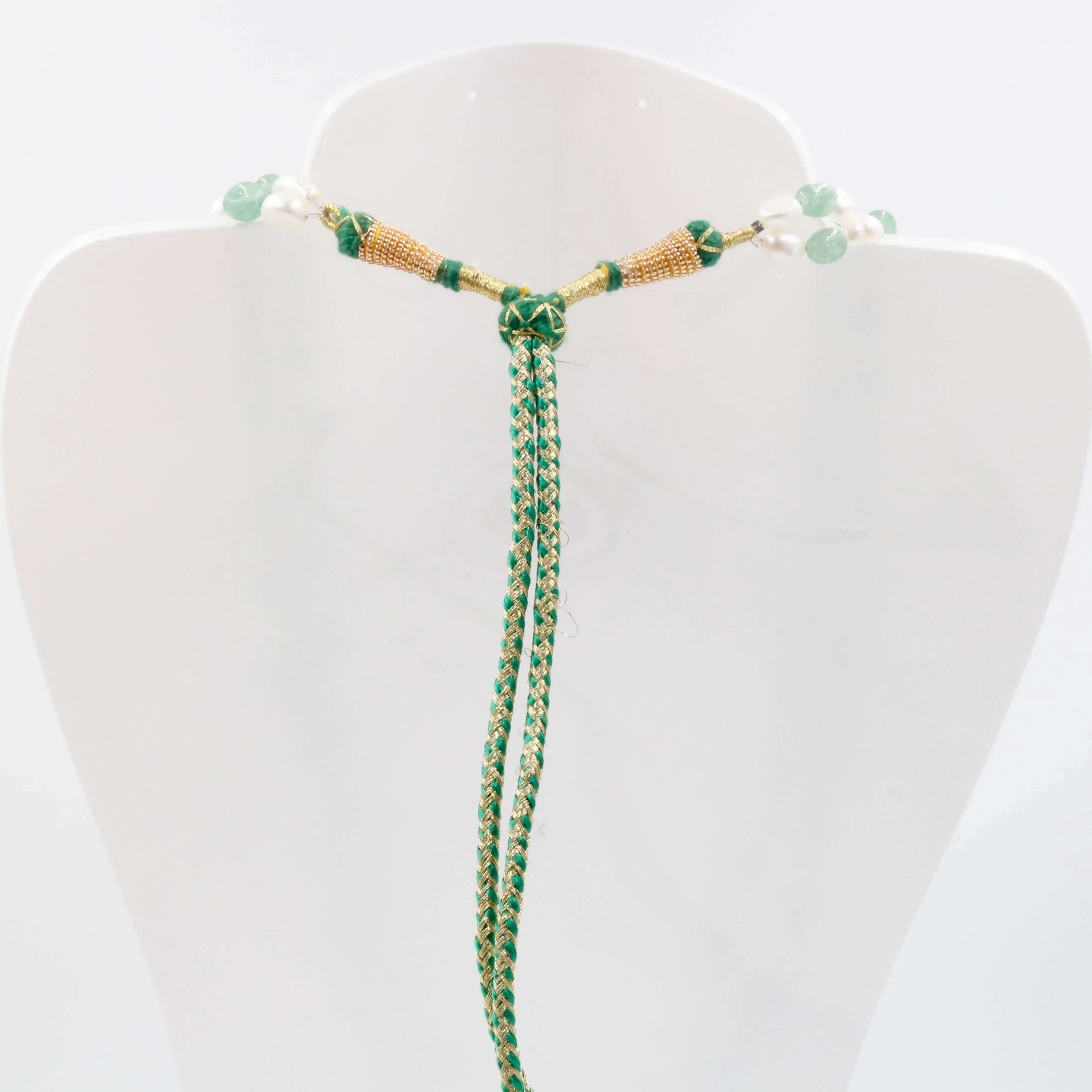 Aventurine & Fresh Water Pearl Necklace Gemstone Necklace Beaded Necklace Long Necklace Indian Necklace Sarafa Necklace SKU: 6143048